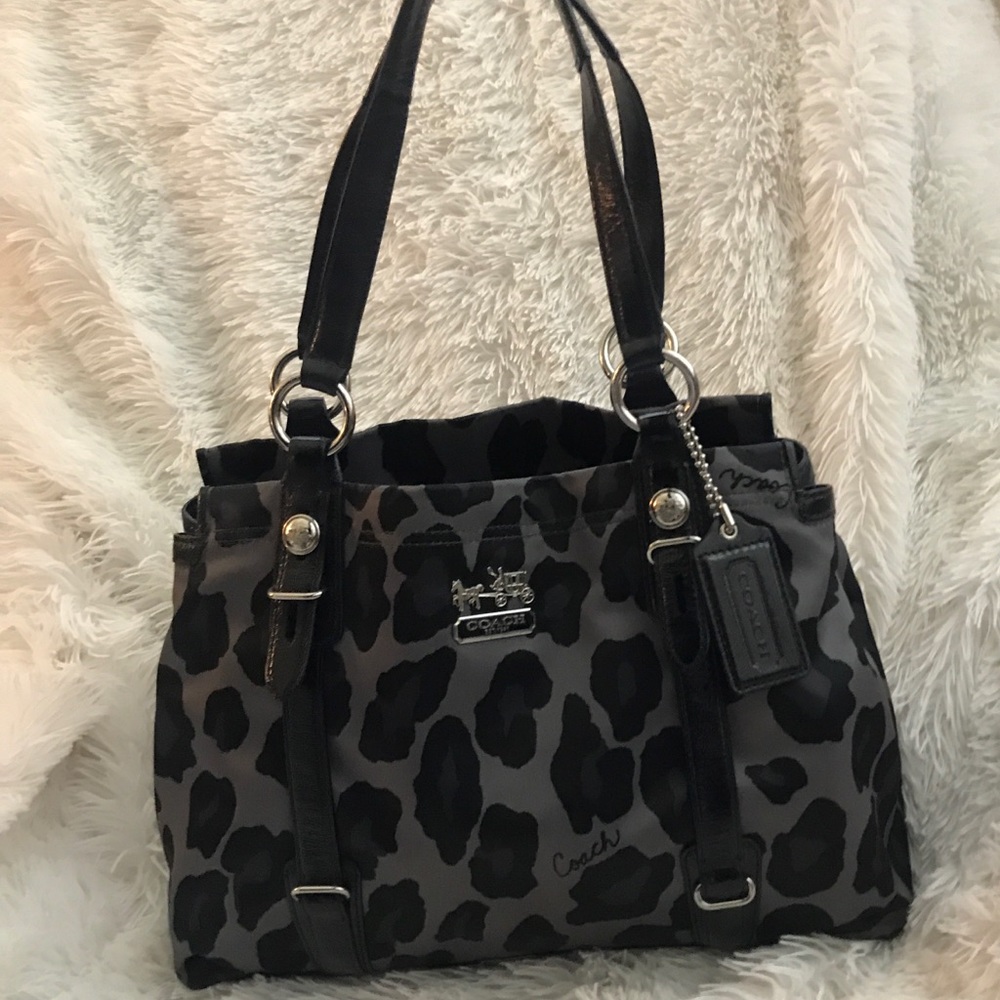 Madison Black/Grey Canvas & Leather Shoulder Bag